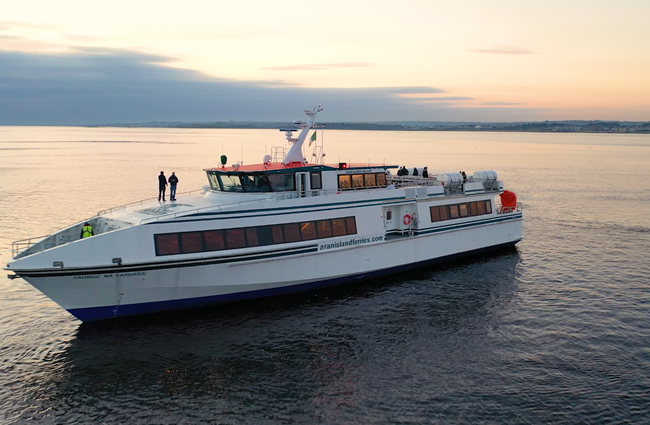 An image of the Aran Island Ferry at sea